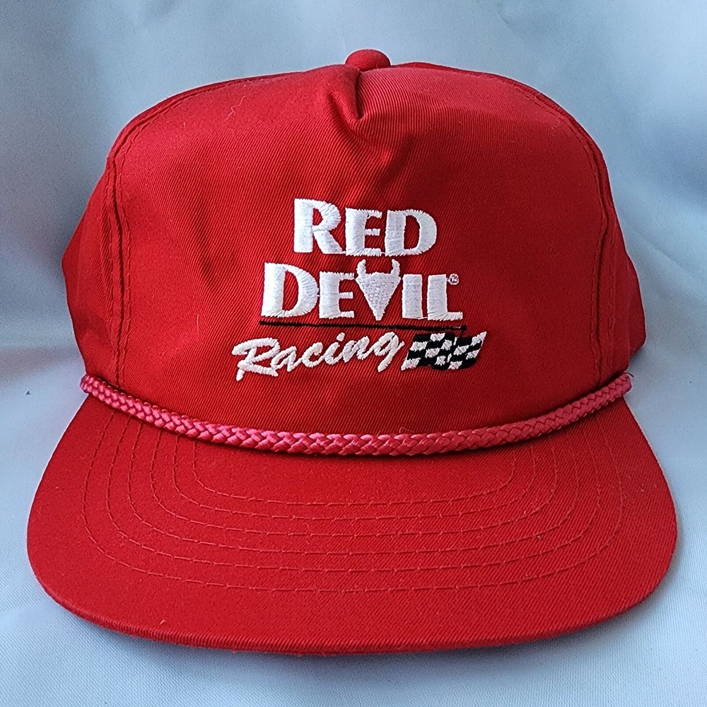 Red Devil Racing Vintage 80s YoungAn Snapback Hat Baseball Cap Trucker‎